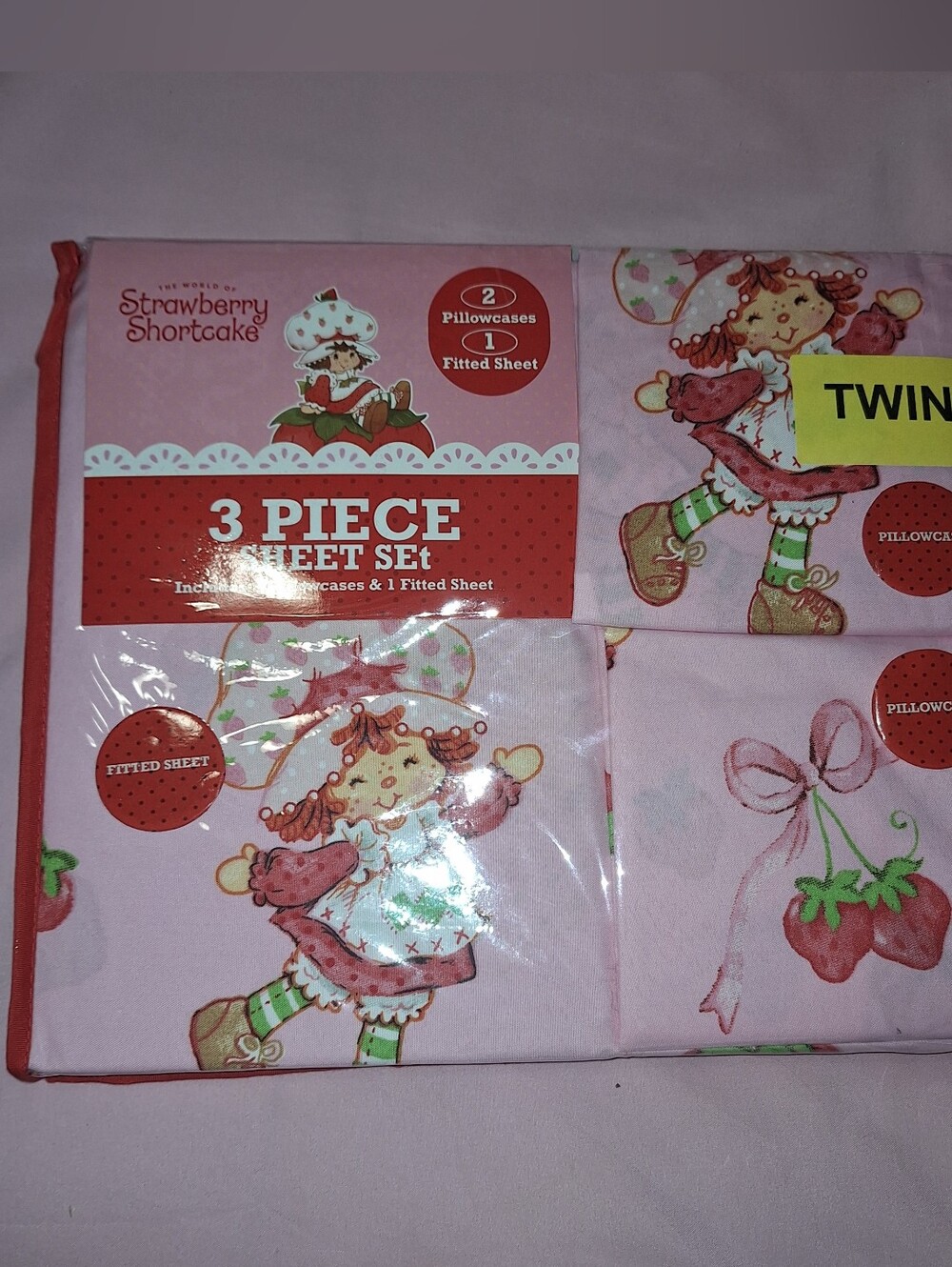 Strawberry Shortcake Twin 3-Piece Sheet Set - Pink